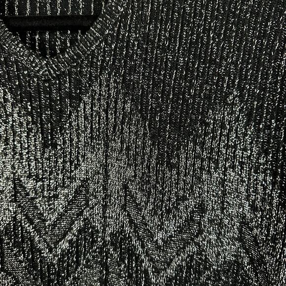 Womens VTG Norton McNaughton Black Silver Pullover Tunic Sweater Metallic Sz L - Picture 4 of 7